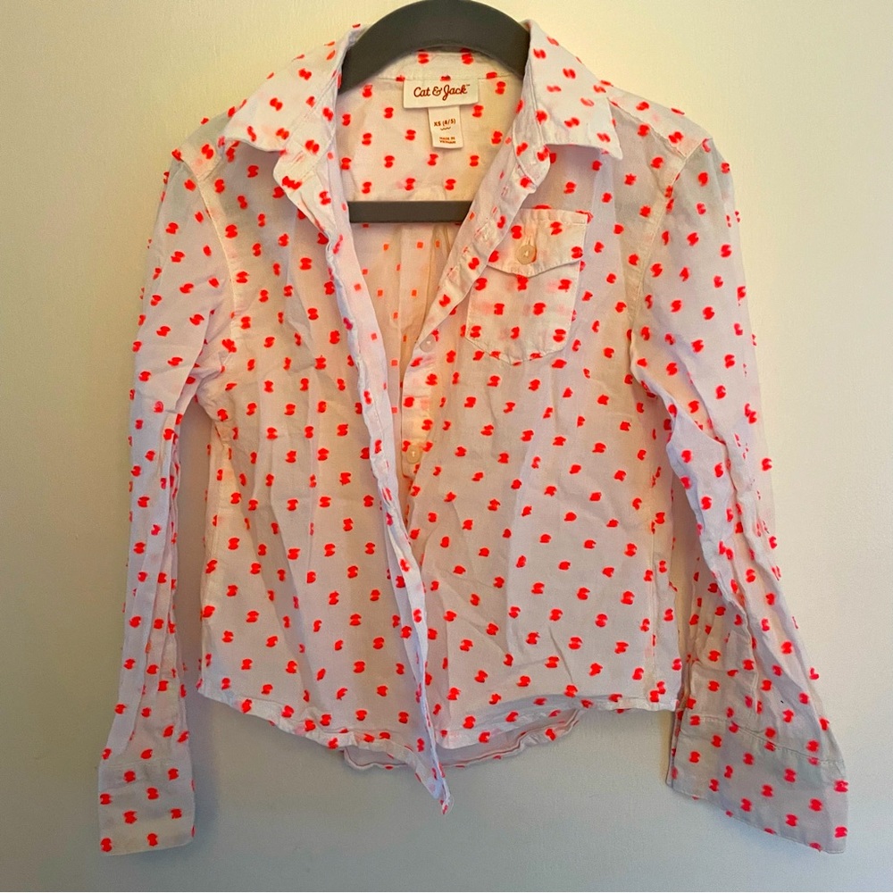 Cat & Jack Orange and White Button Down